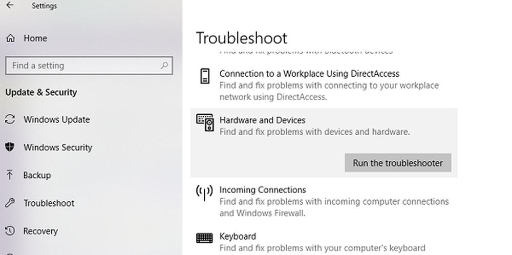 Troubleshoot settings. Troubleshoot settings