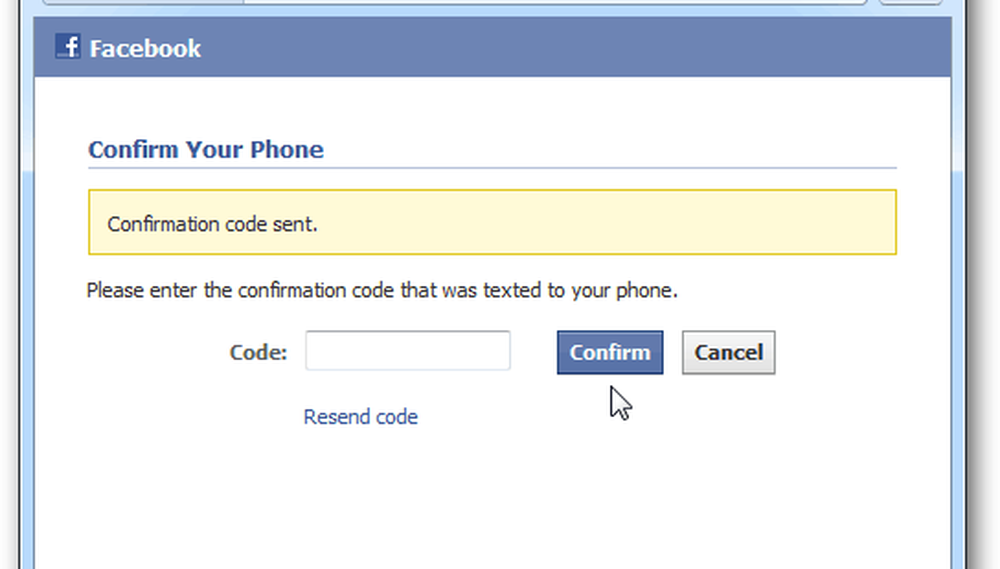 Confirm code