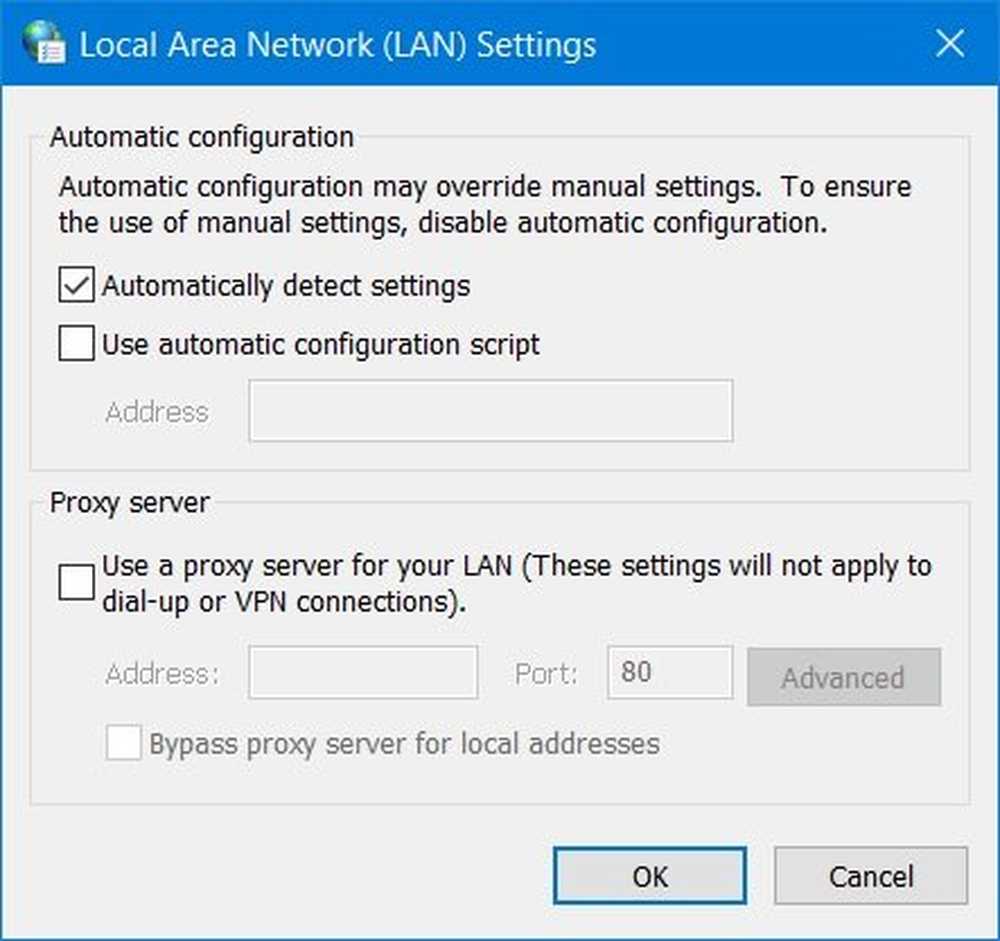 Automatic configuration. Lan settings.
