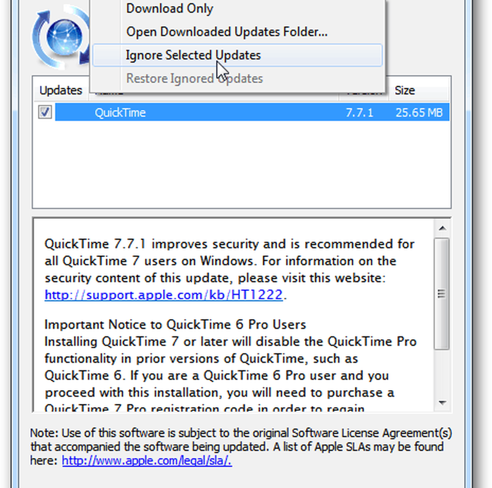 Apple software update. Update folder