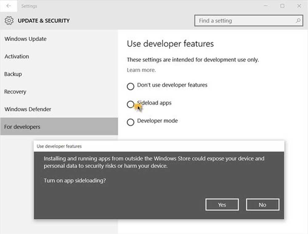 Update & Security. Windows Phone application deployment 8.1. Development setting