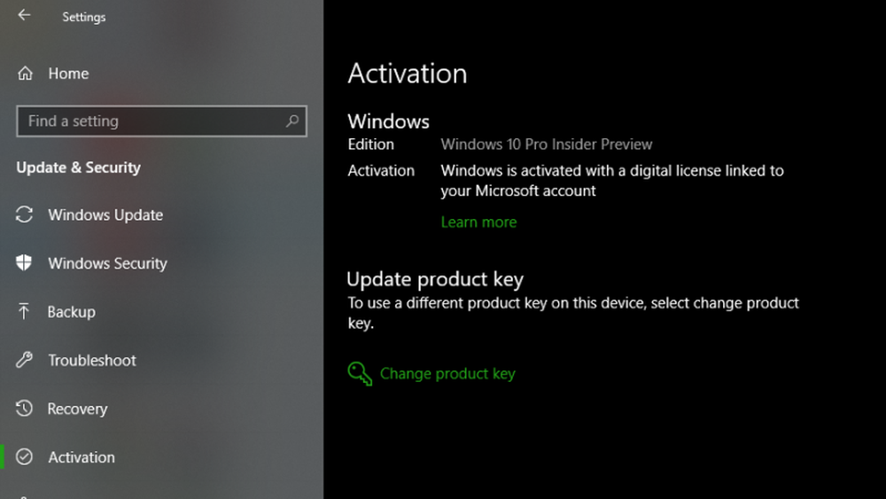 Updating setup files. Preview activation Windows 10.