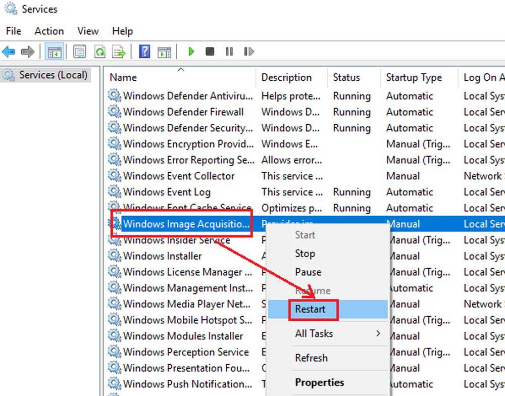 Служба загрузки изображений windows wia