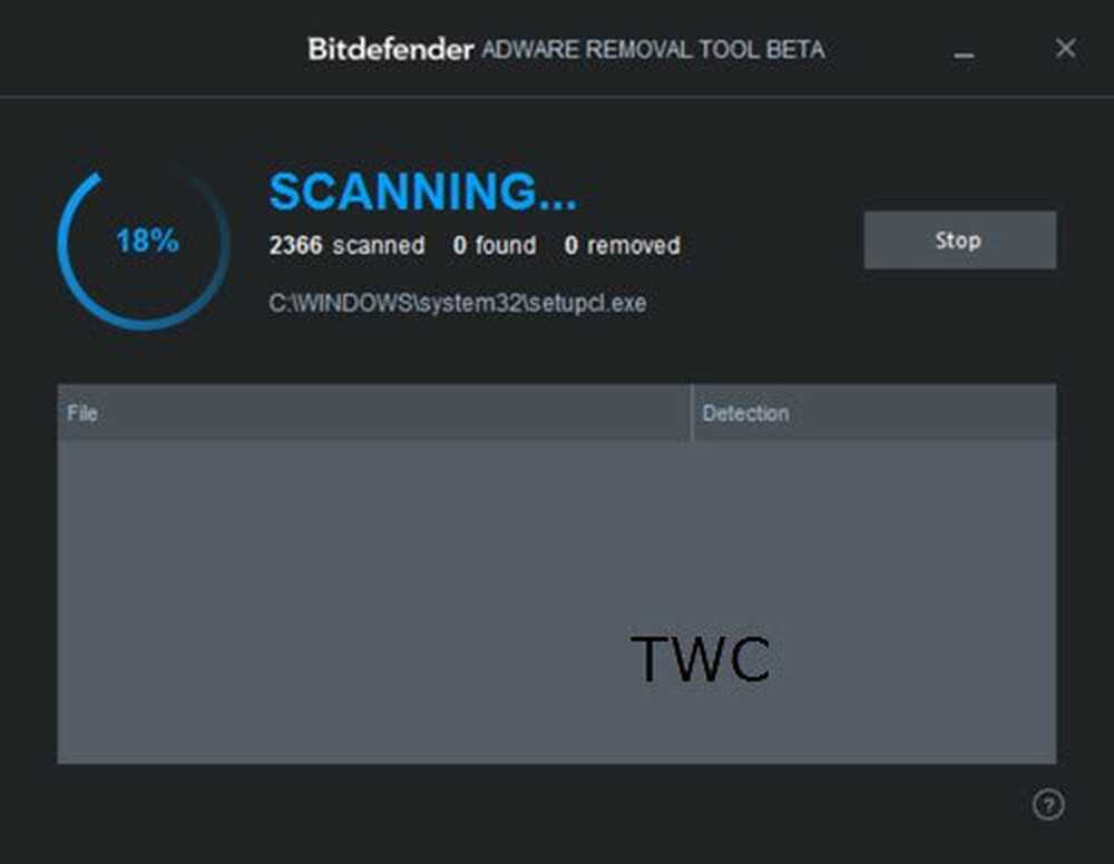 Detect tool. Bitdefender Скриншот.