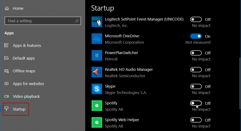 Startup apps. Startup apps